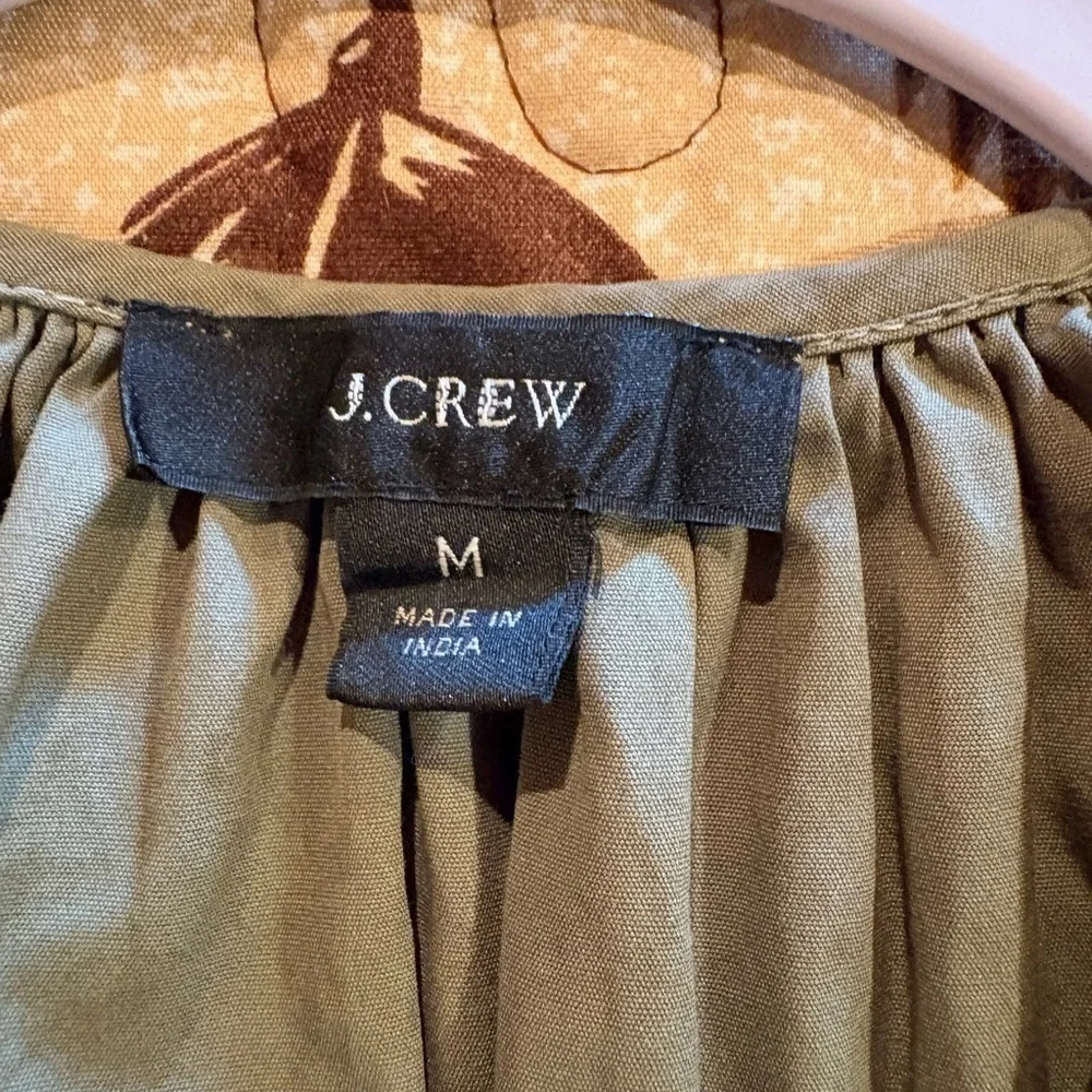 J. Crew Cotton poplin tie-sleeve button-front romper women’s M